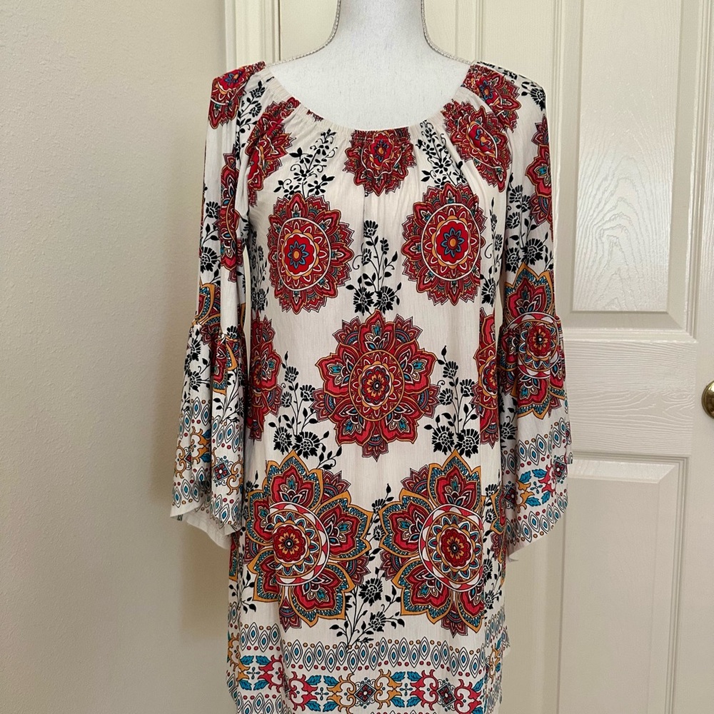 Floral Bohemian Women's Top with Bell Sleeves